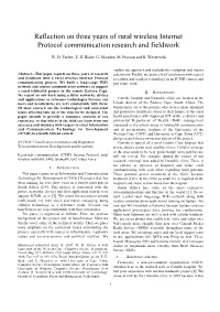Reflection on Three Years of Rural Wireless Internet Protocol Communication Research and Fieldwork