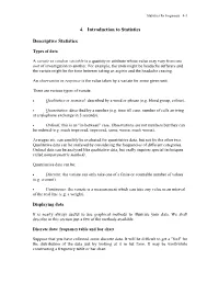 4. Introduction to Statistics Descriptive Statistics