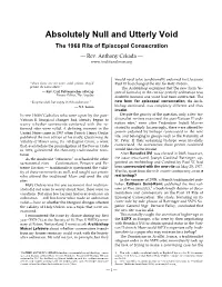 Absolutely Null and Utterly Void the 1968 Rite of Episcopal Consecration — Rev
