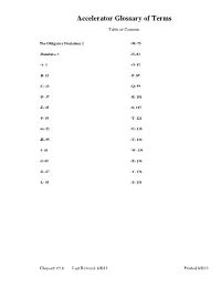 Accelerator Glossary of Terms