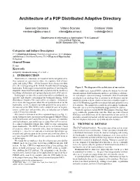 Architecture of a P2P Distributed Adaptive Directory