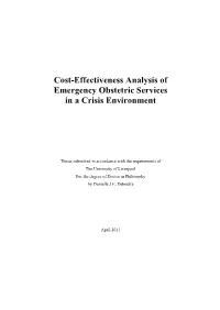 Cost-Effectiveness Analysis of Emergency Obstetric Services in a Crisis Environment