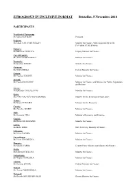 Eurogroup Inclusive Format List of Participants