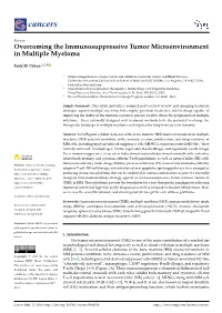 Overcoming the Immunosuppressive Tumor Microenvironment in Multiple Myeloma