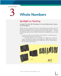 Whole Numbers Spotlight on Teaching Excerpts from NCTM’S Standards for School Mathematics Grades Pre-K Through 2*