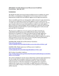 MRC Mobile Viewable Ad Impression Measurement Guidelines Final Version – June 28, 2016