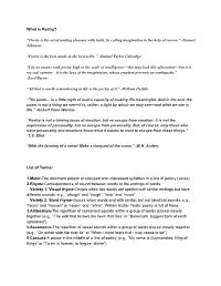 Poems and Resources for Webinar