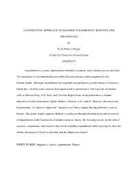 A Generative Approach to Homeric Enjambment: Benefits And