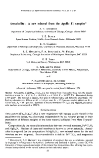 Armalcolite: a New Mineral from the Apollo 11 Samples* A. T