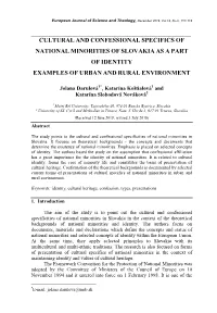 Cultural and Confessional Specifics of National Minorities Originality and Plurality of Identities of Characterizing Groups and Societies That Make up Humanity