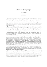 Notes on Semigroups
