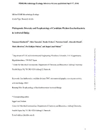 Phylogenetic Diversity and Ecophysiology of Candidate Phylum Saccharibacteria in Activated Sludge