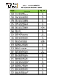 School Listings with CEP Pricing and Provision 2 Status