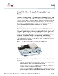 Cisco NAC Network Module for Integrated Services Routers