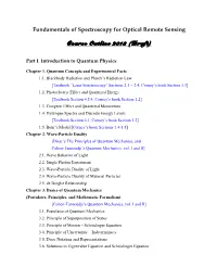 Fundamentals of Spectroscopy for Optical Remote Sensing Course