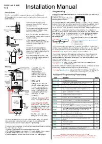 Installation Manual Programming Installation Programming Is Best Done by SMS Text
