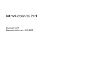 Introduction to Perl