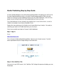 Kindle Publishing Step by Step Guide