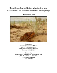 Reptile and Amphibian Monitoring and Assessment on the Beaver Island Archipelago