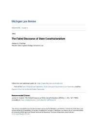 The Failed Discourse of State Constitutionalism