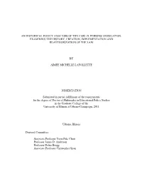 An Historical Policy Analysis of the Carl D. Perkins Legislation: Examining the History, Creation, Implementation and Reauthorization of the Law
