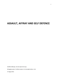 Assault, Affray and Self Defence
