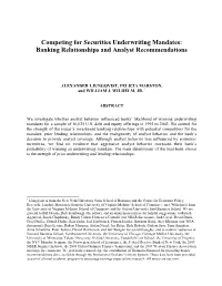 Competing for Securities Underwriting Mandates: Banking Relationships and Analyst Recommendations