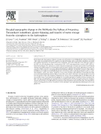 Decadal Topographic Change in the Mcmurdo Dry Valleys of Antarctica