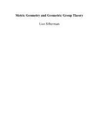 Metric Geometry and Geometric Group Theory Lior Silberman