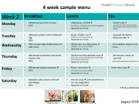4 Week Sample Menu