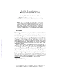Cloudref – Towards Collaborative Reference Management in the Cloud
