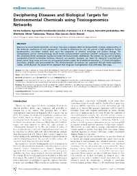 Deciphering Diseases and Biological Targets for Environmental Chemicals Using Toxicogenomics Networks