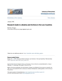 Research Guide to Libraries and Archives in the Low Countries