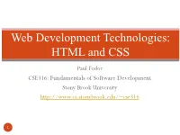 Web Development Technologies: HTML and CSS