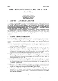 INTELLIGENT AGENTS: ISSUES and APPLICATION Daniel E