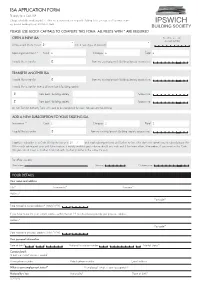 ISA APPLICATION FORM to Apply for a Cash ISA
