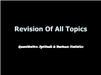 Revision of All Topics