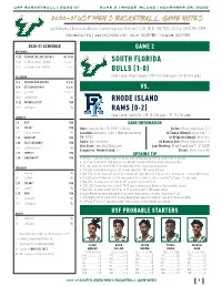Rhode Island Rams (0-2) South Florida Bulls (1-0)