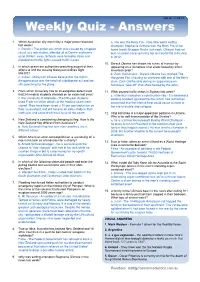 Weekly Quiz - Answers