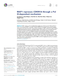 MAF1 Represses CDKN1A Through a Pol III-Dependent Mechanism Yu-Ling Lee, Yuan-Ching Li, Chia-Hsin Su, Chun-Hui Chiao, I-Hsuan Lin, Ming-Ta Hsu*