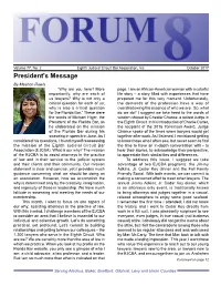 October 2017 President's Message by Meshon Rawls “Why Are You Here? More Page