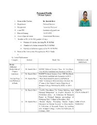 Personal Profile (Website Update)
