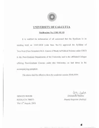 Political Science MA Syllabus and Examination Rules University Of