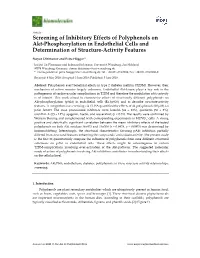 Screening of Inhibitory Effects of Polyphenols on Akt‐Phosphorylation in Endothelial Cells and Determination of Structure‐Activity Features