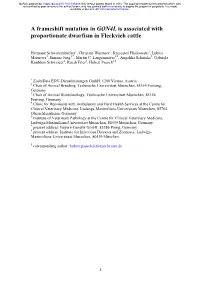 A Frameshift Mutation in GON4L Is Associated with Proportionate Dwarfism in Fleckvieh Cattle