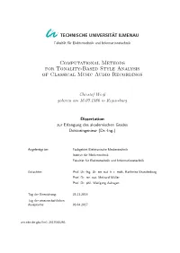 Computational Methods for Tonality-Based Style Analysis of Classical Music Audio Recordings