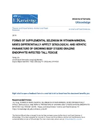 Forms of Supplemental Selenium in Vitamin-Mineral