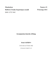 Grammatical Sketch of Beng