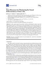 Nano-Biosensor for Monitoring the Neural Differentiation of Stem Cells