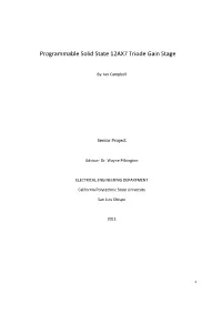 Programmable Solid State 12AX7 Triode Gain Stage